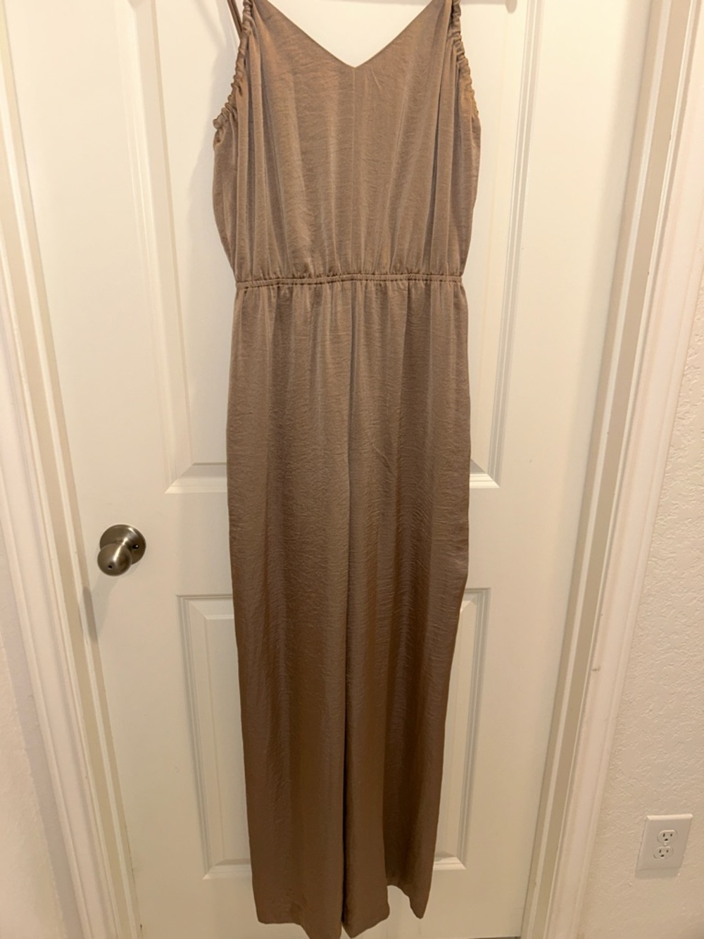 BCBGeneration Taupe Brown Wide-Leg Jumpsuit